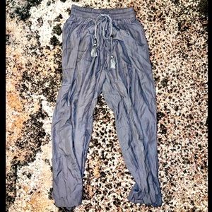 MYSTREE || Palazzo Wide-Leg Tie Pant in Blue Slate - SZ Small ⭐️NWOT⭐️